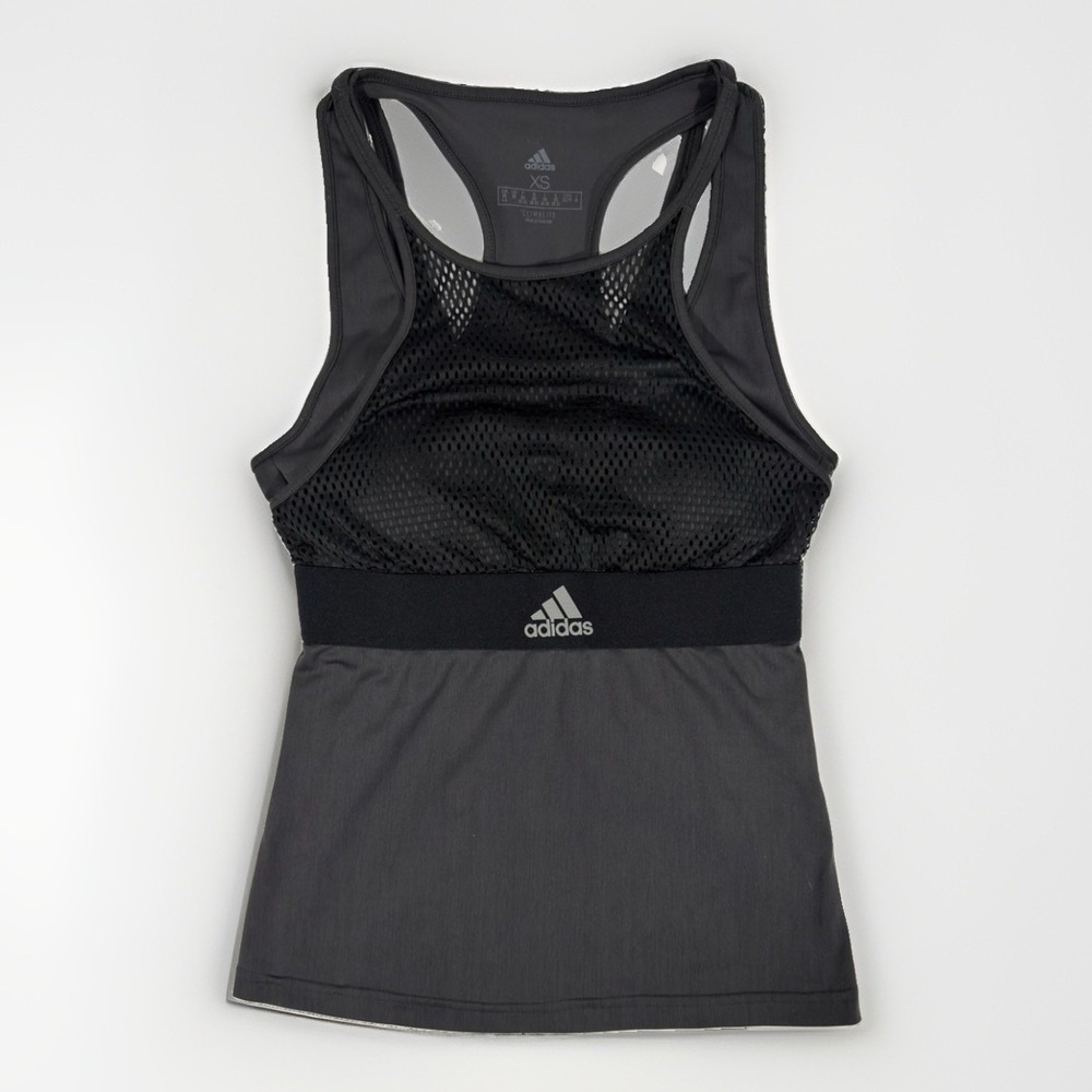 adidas Climalite Racerback Tank Top Black Mesh Breathable Stretch Women's XS